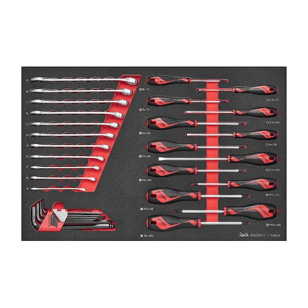 33 Piece Screwdriver (Flat, PH, Torx), Wrench and Hex Key